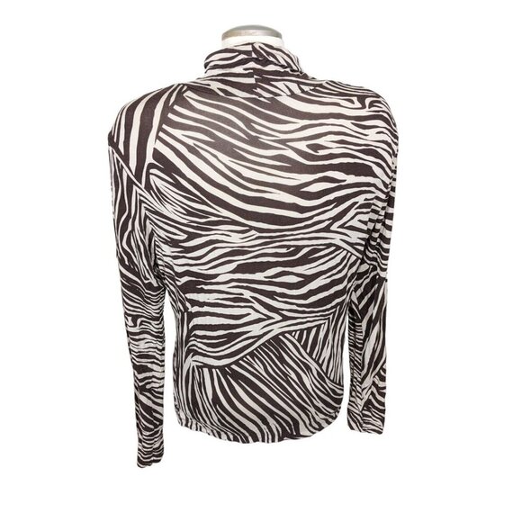 H&M Animal Print Mock Neck Top Womens XL Brown Tiger Stripe Long Sleeve Stretch - Picture 3 of 7